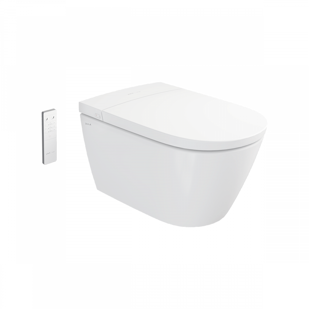 Умный унитаз VitrA V-Care 3 Base (Ви-Кеар 3 Бейс) подвесной, смыв торнадо, управление из приложения, с пульта, персональные настройки через приложение