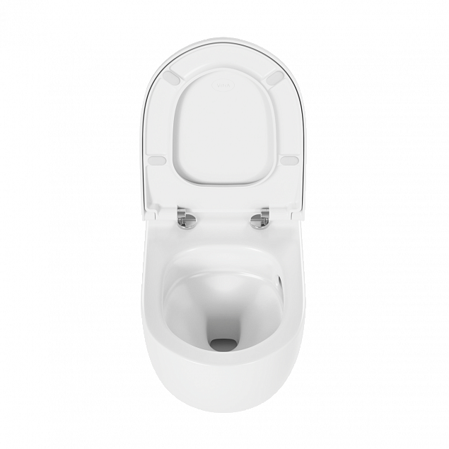 Подвесной унитаз VitrA Sento (Сенто) 7878B003-0075 без сиденья, безободковый смыв торнадо QuantumFlush (КвантумФлаш), белый, санитарный фарфор, антибактериальное покрытие Hygiene (Хайджн) фото 4