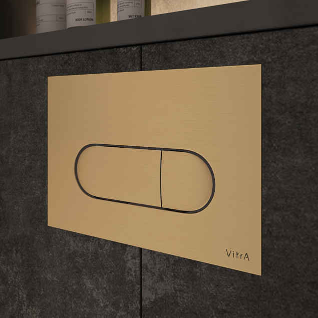 Кнопка смыва для инсталляции VitrA Root Round (Рут Раунд) 740-2225, брашированное золото двойный смыв фото 3