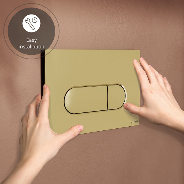 Кнопка смыва для инсталляции VitrA Root Round (Рут Раунд) 740-2224, глянцевое золото двойный смыв фото 6