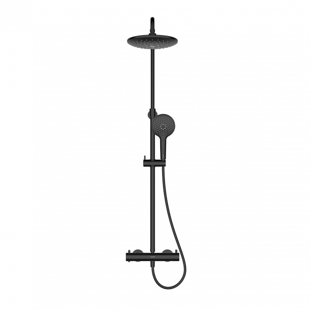 Душевая система VitrA Aquaheat(Аквахит) A4720536EXP, с термостатическим смесителем и ручным душем, матовая черная, латунь фото 2