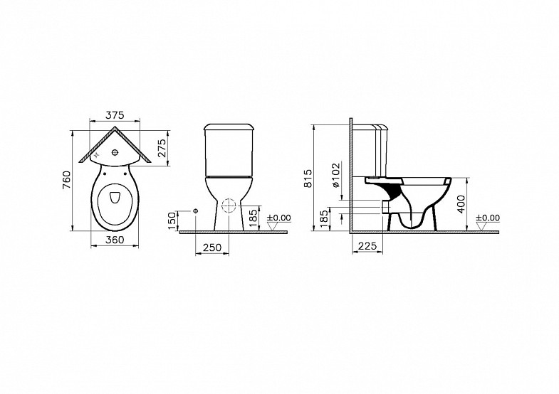 Унитаз-компакт напольный VitrA Arkitekt (Аркитект) 9754B003-7201, угловой, с сиденьем микролифт, белый, санитарный фарфор, антибактериальное покрытие Hygiene (Хайджн) фото 7