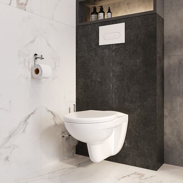 Подвесной унитаз VitrA Normus (Нормус) 6855B003-0101, ободковый Open-Rim, белый, санитарный фарфор, антибактериальное покрытие Hygiene (Хайджн) фото 6