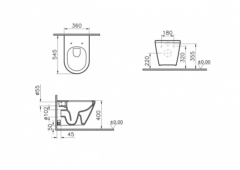 Подвесной унитаз VitrA Integra Round (Интегра Раунд) 7041B003-0075, безободковый, Rim-ex (Рим-экс), белый, санитарный фарфор, антибактериальное покрытие Hygiene (Хайджн) фото 7