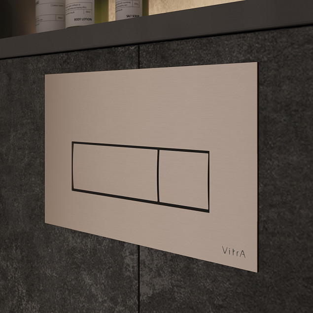 Кнопка смыва для инсталляции VitrA Root Square (Рут Скуэр) 740-2395, брашированный никель двойный смыв фото 3