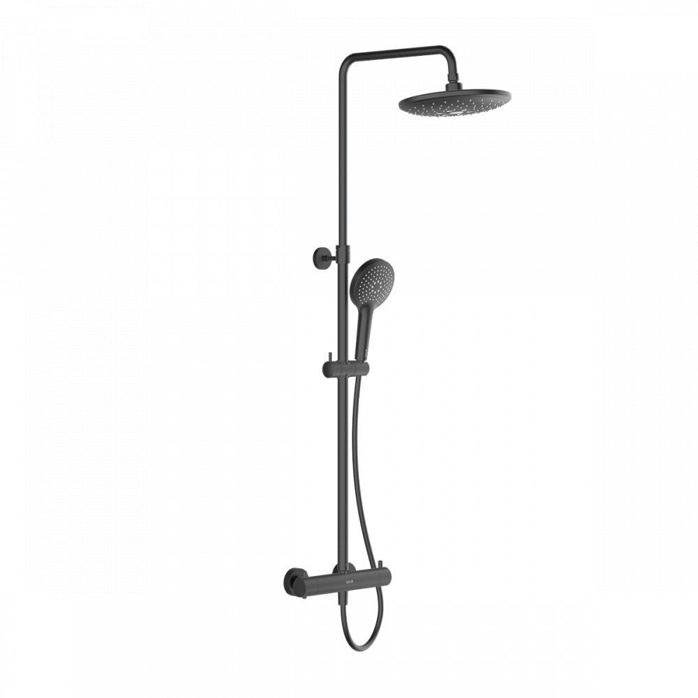 Душевая система VitrA Aquaheat(Аквахит) A4720536EXP, с термостатическим смесителем и ручным душем, матовая черная, латунь