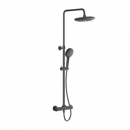 Душевая система VitrA Aquaheat(Аквахит) A4720536EXP, с термостатическим смесителем и ручным душем, матовая черная, латунь
