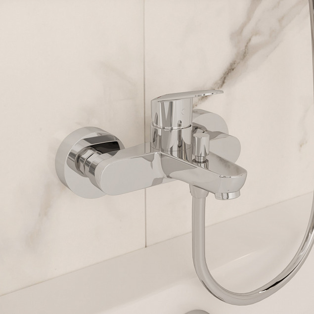 Смеситель настенный VitrA Flow Round (Флоу Раунд) A43057EXP1, для ванны, однорычажный, хром, латунь фото 5