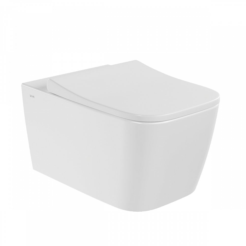 Подвесной унитаз VitrA Metropole Square (Метрополь Скуэр) 7906B003-6430, безободковый, смыв торнадо QuantumFlush (Квантум Флаш), с сиденьем микролифт, белый, санитарный фарфор