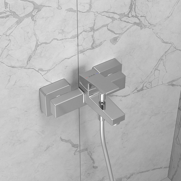 Настенный смеситель для ванны VitrA Minimax Square (Минимакс Скуэр) A43520EXP, однорычажный, хром, латунь фото 6