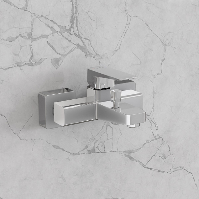 Смеситель настенный VitrA Root Square (Рут Скуэр) A42737EXP, для ванны, однорычажный, хром, латунь фото 5