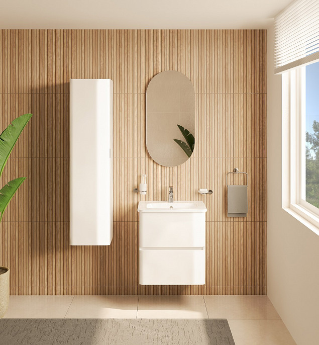 Тумба с раковиной для ванной VitrA Mia Plus Round (Мия Плюс Раунд) 69816, 60 см, глянцевая, белая ДСП фото 2