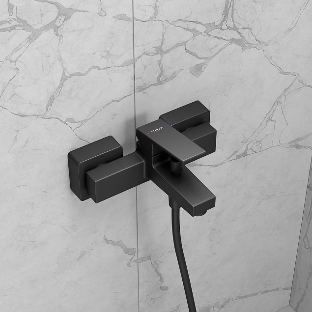 Настенный смеситель для ванны VitrA Minimax Square (Минимакс Скуэр) A4352036EXP, однорычажный, матовый черный, латунь фото 6