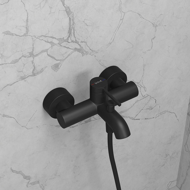 Настенный смеситель для ванны VitrA Minimax Round (Минимакс Раунд) A4354836EXP, однорычажный, матовый черный, латунь фото 6