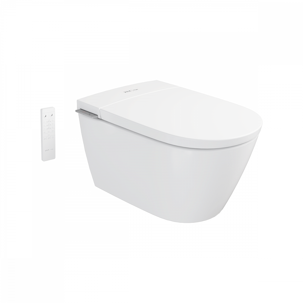Умный унитаз VitrA V-Care 3 Core (Ви-Кеар 3 Кор) подвесной, смыв торнадо, управление из приложения, с пульта, с боковых клавиш, персональные настройки, вариативность струи