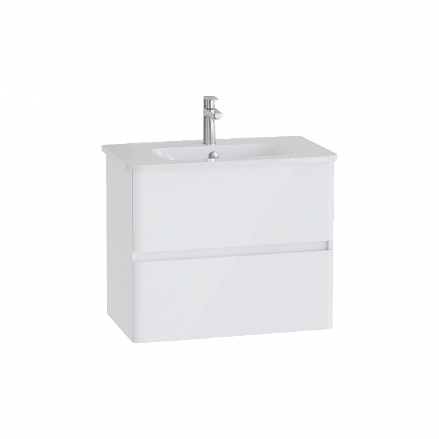 Тумба с раковиной для ванной VitrA Mia Plus Round (Мия Плюс Раунд) 69824, 80 см, глянцевая, белая ДСП фото 1
