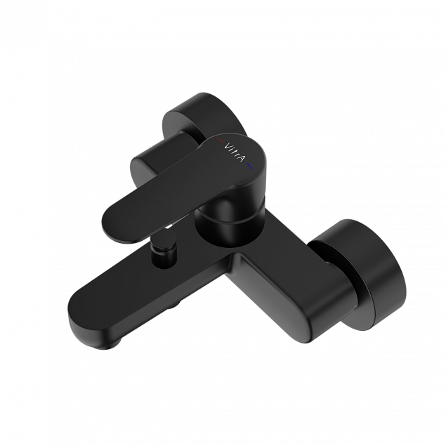 Смеситель настенный VitrA Root Round (Рут Раунд) A4272536EXP, для ванны, однорычажный, матовый черный, латунь фото 2