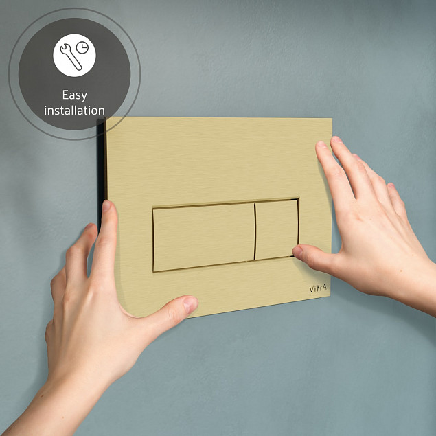 Кнопка смыва для инсталляции VitrA Root Square (Рут Скуэр) 740-2325, брашированное золото двойный смыв фото 6