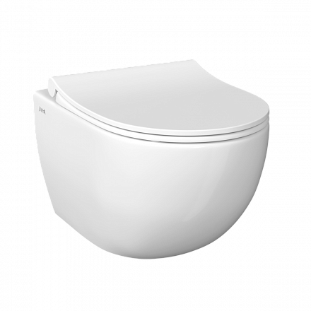 Подвесной унитаз VitrA Sento (Сенто) 7748B003-0075 без сиденья, безободковый, Rim-ex (Рим-экс), белый, санитарный фарфор, антибактериальное покрытие Hygiene (Хайджн)