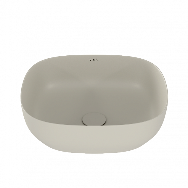 Раковина чаша VitrA Outline Recycled (Аутлайн Ресайклд) 7994B066-0016, 48 x 42 см, накладная матовая бежевая, антибактериальное покрытие Hygiene (Хайджн) фото 2