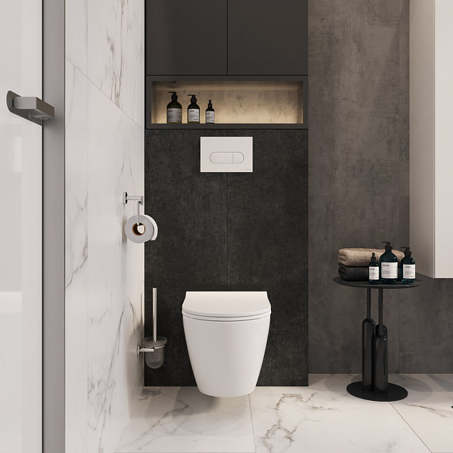 Инсталляция с унитазом VitrA Mia Round (Мия Раунд) 9873B003-7201, комплект 4 в 1, с сиденьем микролифт, безободковый цвет клавиши глянцевый хром фото 12