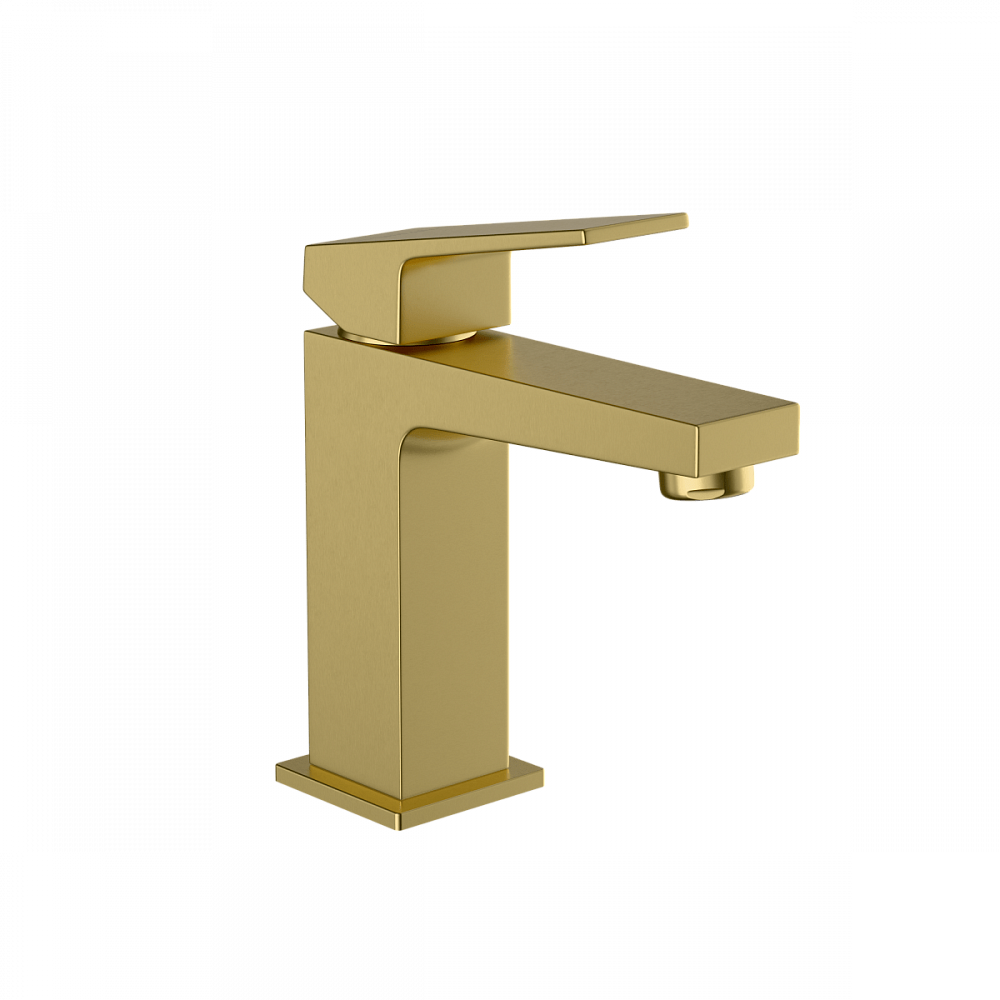 Смеситель для раковины VitrA Minimax Square (Минимакс Скуэр) A4372025EXP, однорычажный, брашированное золото, латунь