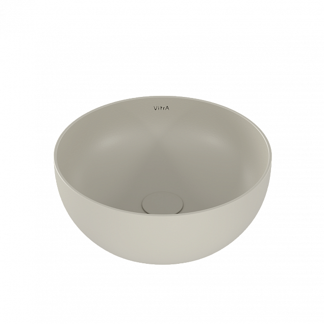 Раковина чаша VitrA Outline Recycled (Аутлайн Ресайклд) 7992B066-0016, 41 x 41 см, накладная матовая бежевая, антибактериальное покрытие Hygiene (Хайджн) фото 2