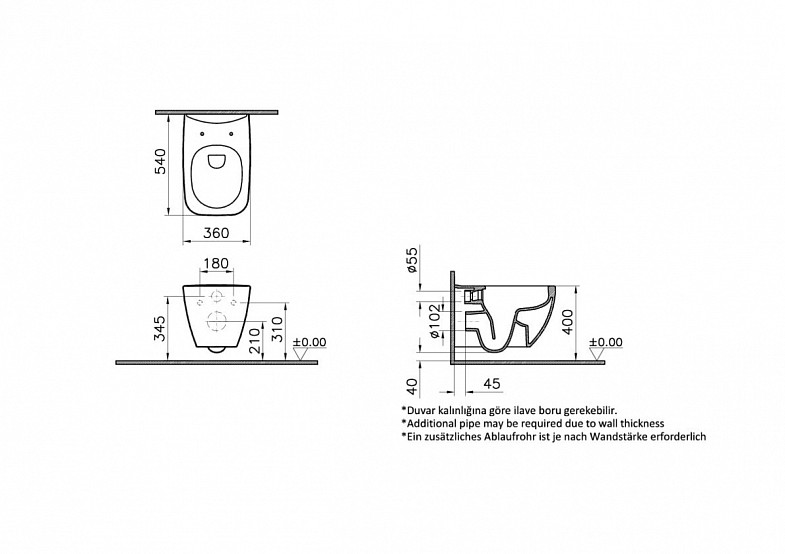 Подвесной унитаз VitrA Shift (Шифт) 7742B003-0075, безободковый, Rim-ex (Рим-экс), белый, санитарный фарфор, антибактериальное покрытие Hygiene (Хайджн) фото 7