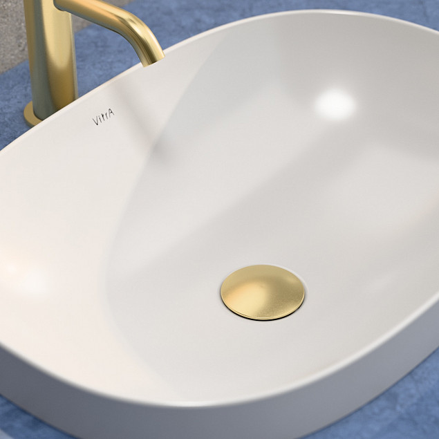 Донный клапан VitrA Origin Classic (Ориджин Классик) A4514925, нажимной для раковины, с переливом, брашированное золото фото 3