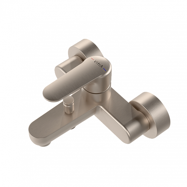 Смеситель настенный VitrA Root Round (Рут Раунд) A4272534EXP, для ванны, однорычажный, брашированный никель, латунь фото 2