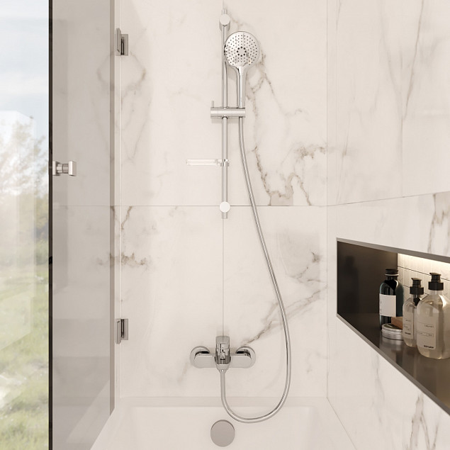 Смеситель настенный VitrA Flow Soft (Флоу Софт) A42946EXP, для ванны, однорычажный, хром, латунь фото 6