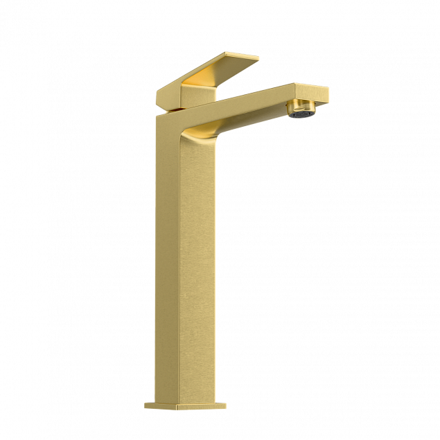 Смеситель для раковины-чаши VitrA Minimax Square (Минимакс Скуэр) A4372425EXP, однорычажный, брашированное золото, латунь фото 3