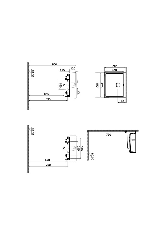 Раковина-чаша ArchiPlan, прямоугольная  45 см, цвет белый фото 2