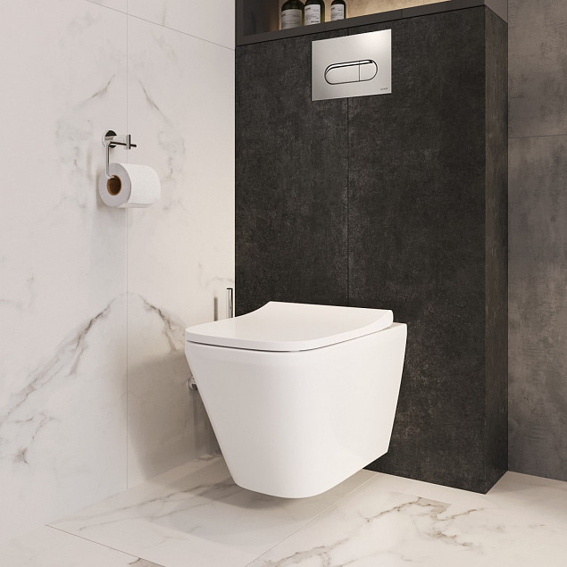 Подвесной унитаз VitrA Integra Square (Интегра Скуэр) 7082B003-0075, безободковый, Rim-ex (Рим-экс), белый, санитарный фарфор, антибактериальное покрытие Hygiene (Хайджн) фото 6
