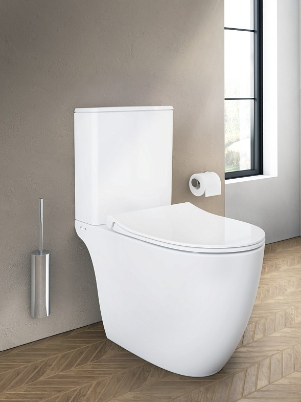 Комплект напольного унитаза Sento Rim-ex  open back, сиденье тонкое микролифт, механизм 3/6 л фото 7