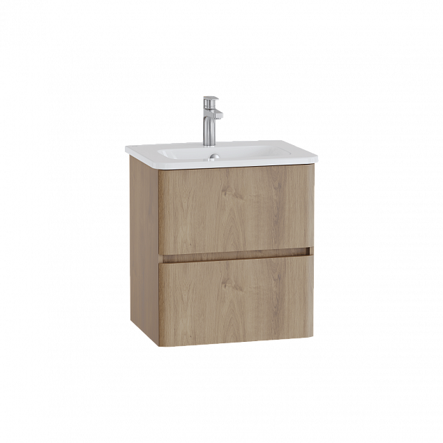 Тумба с раковиной для ванной VitrA Mia Plus Round (Мия Плюс Раунд) 69817, 60 см, золотой дуб ДСП фото 2