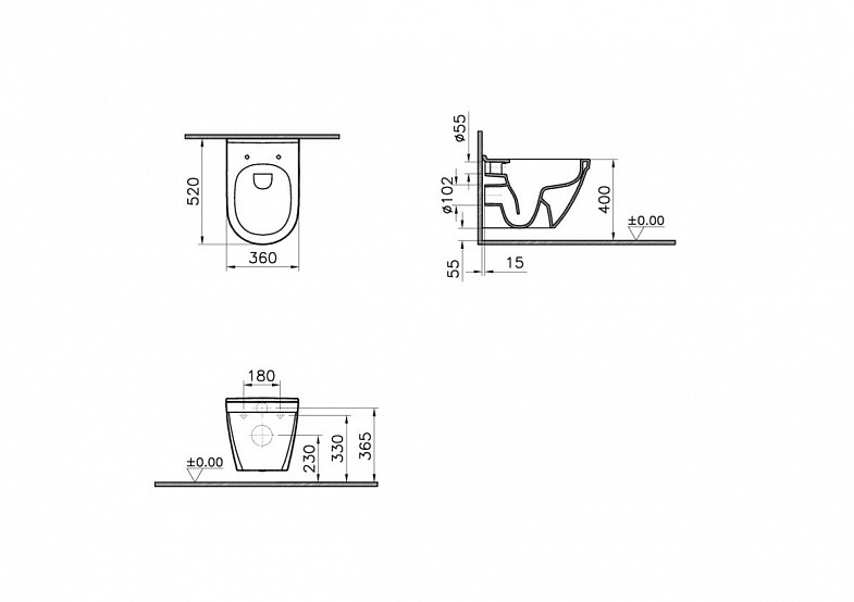 Подвесной унитаз VitrA S50 7740B003-0075 без сиденья, безободковый, Rim-ex (Рим-экс), белый, санитарный фарфор, антибактериальное покрытие Hygiene (Хайджн) фото 7