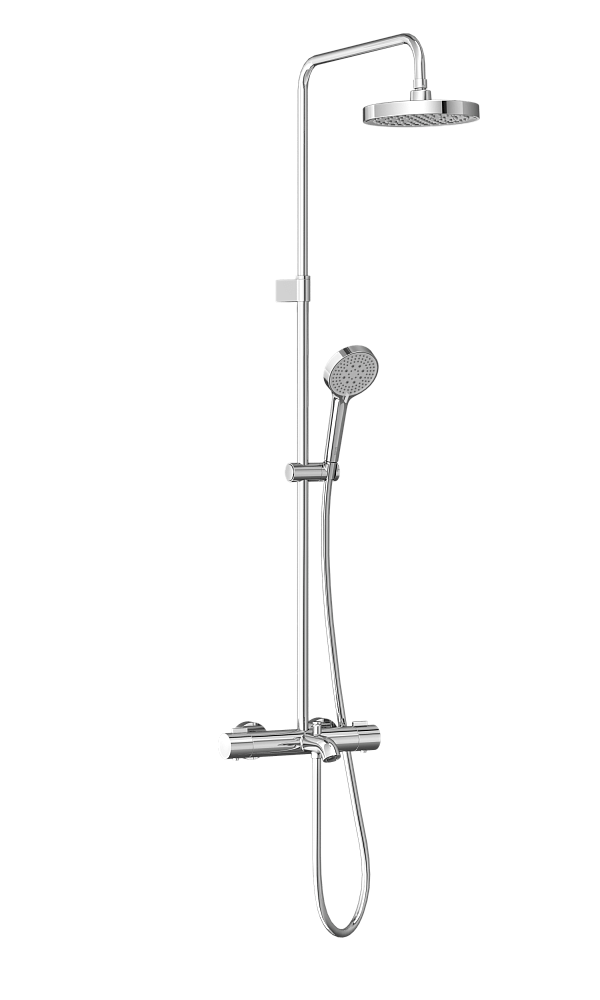 Душевая система VitrA Base Round (Бейс Раунд) A47303EXP, с термостатическим смесителем и ручным душем, хром, латунь