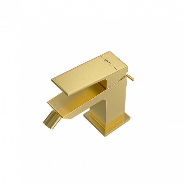 Смеситель для биде VitrA Minimax Square (Минимакс Скуэр) A4372625EXP, однорычажный, брашированное золото, латунь фото 2