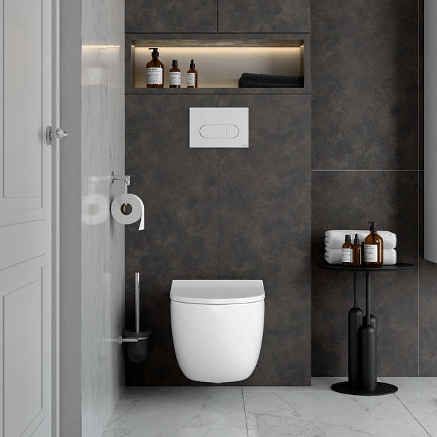 Подвесной унитаз VitrA Sento (Сенто) 7878B003-0075, безободковый смыв торнадо QuantumFlush (КвантумФлаш), белый, санитарный фарфор, антибактериальное покрытие Hygiene (Хайджн) фото 5