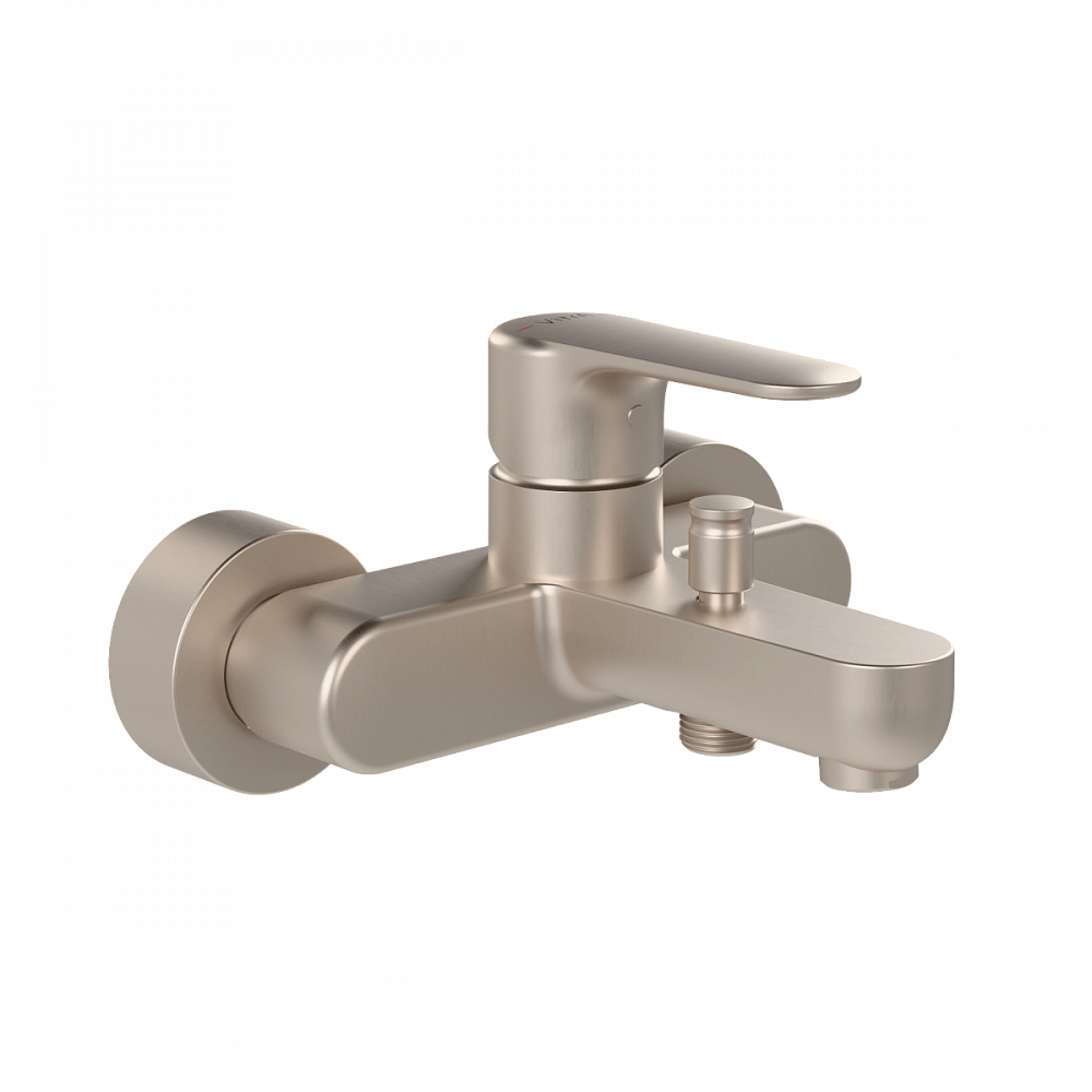 Смеситель настенный VitrA Root Round (Рут Раунд) A4272534EXP, для ванны, однорычажный, брашированный никель, латунь