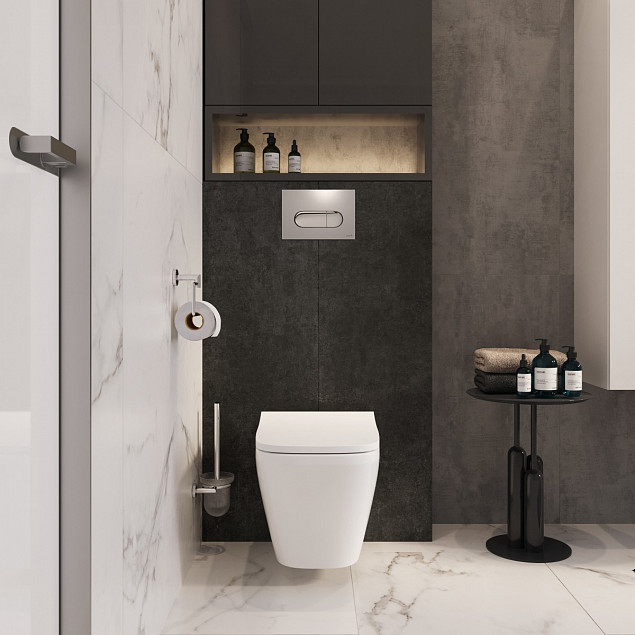 Инсталляция с унитазом VitrA Integra Square (Интегра Скуэр) 9856B003-7207, комплект 4 в 1, с сиденьем микролифт, безободковый цвет клавиши глянцевый хром фото 10