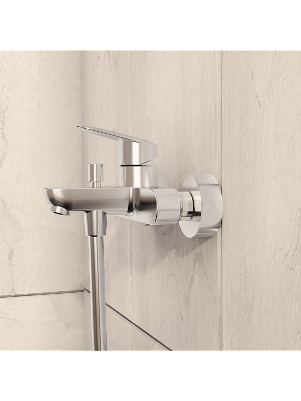 Смеситель настенный VitrA Flow Round для ванны однорычажный хром латунь фото 8