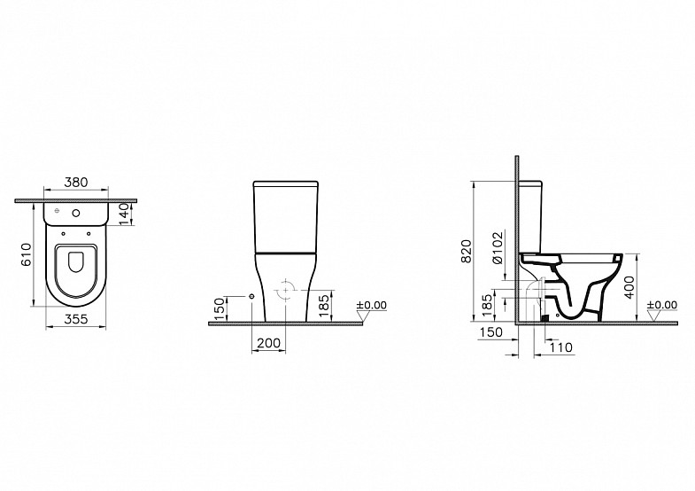 Унитаз-компакт напольный VitrA Zentrum (Зентрум) 9012B003-7204, с сиденьем микролифт, белый, санитарный фарфор, антибактериальное покрытие Hygiene (Хайджн) фото 7