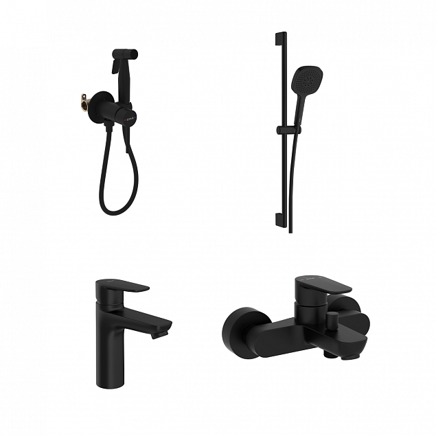 Комплект смесителей VitrA Flow Soft (Флоу Софт) 459491, матовый черный фото 1