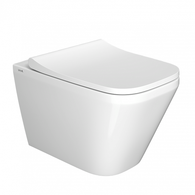 Подвесной унитаз VitrA Integra Square (Интегра Скуэр) 7082B003-0075, безободковый, Rim-ex (Рим-экс), белый, санитарный фарфор, антибактериальное покрытие Hygiene (Хайджн) фото 1