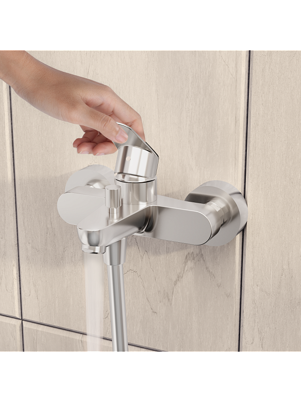 Смеситель настенный VitrA Flow Round для ванны однорычажный хром латунь фото 7